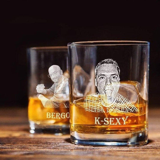 Personalized groomsmen whiskey glass with custom engraving