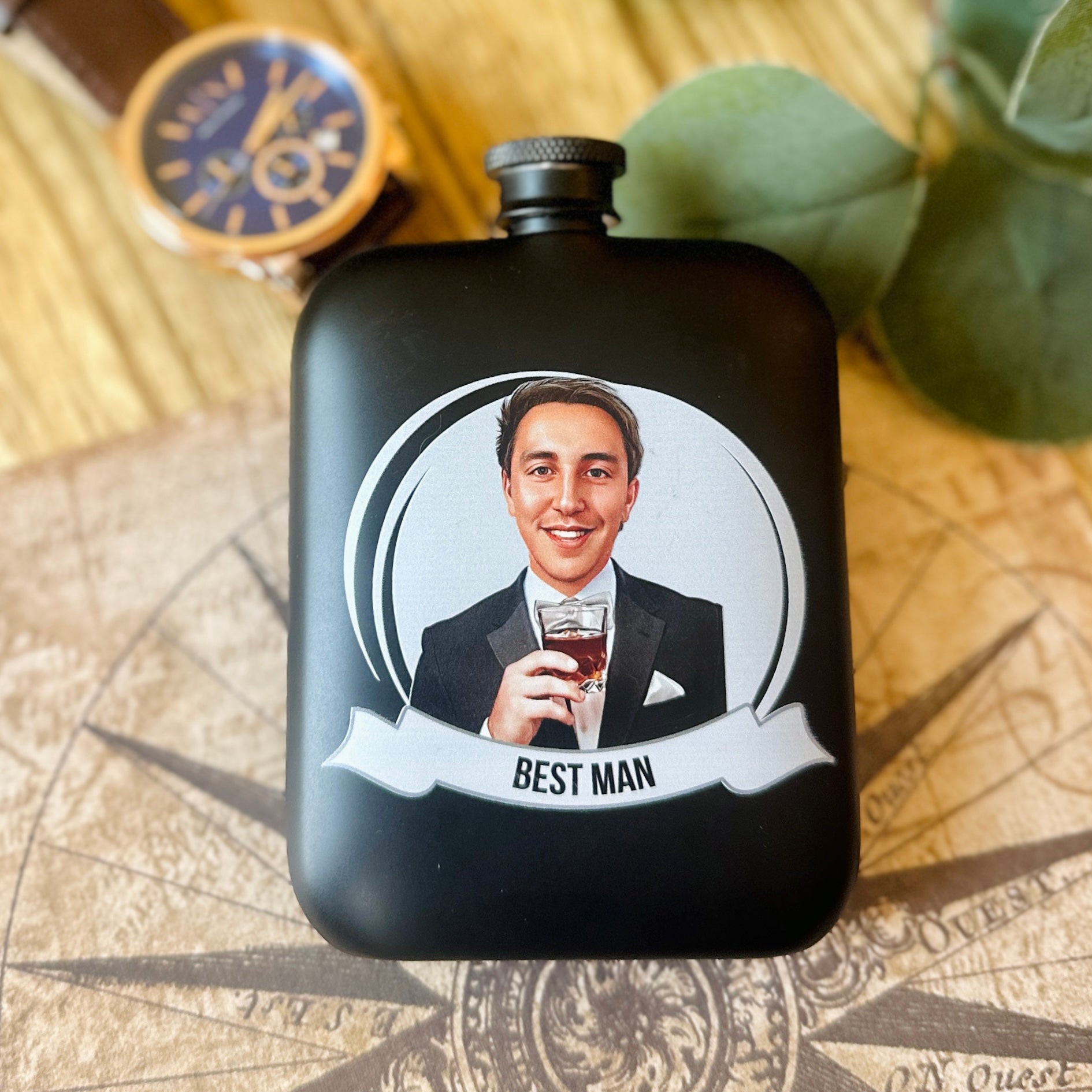 Unique Groomsmen Flask with Photo