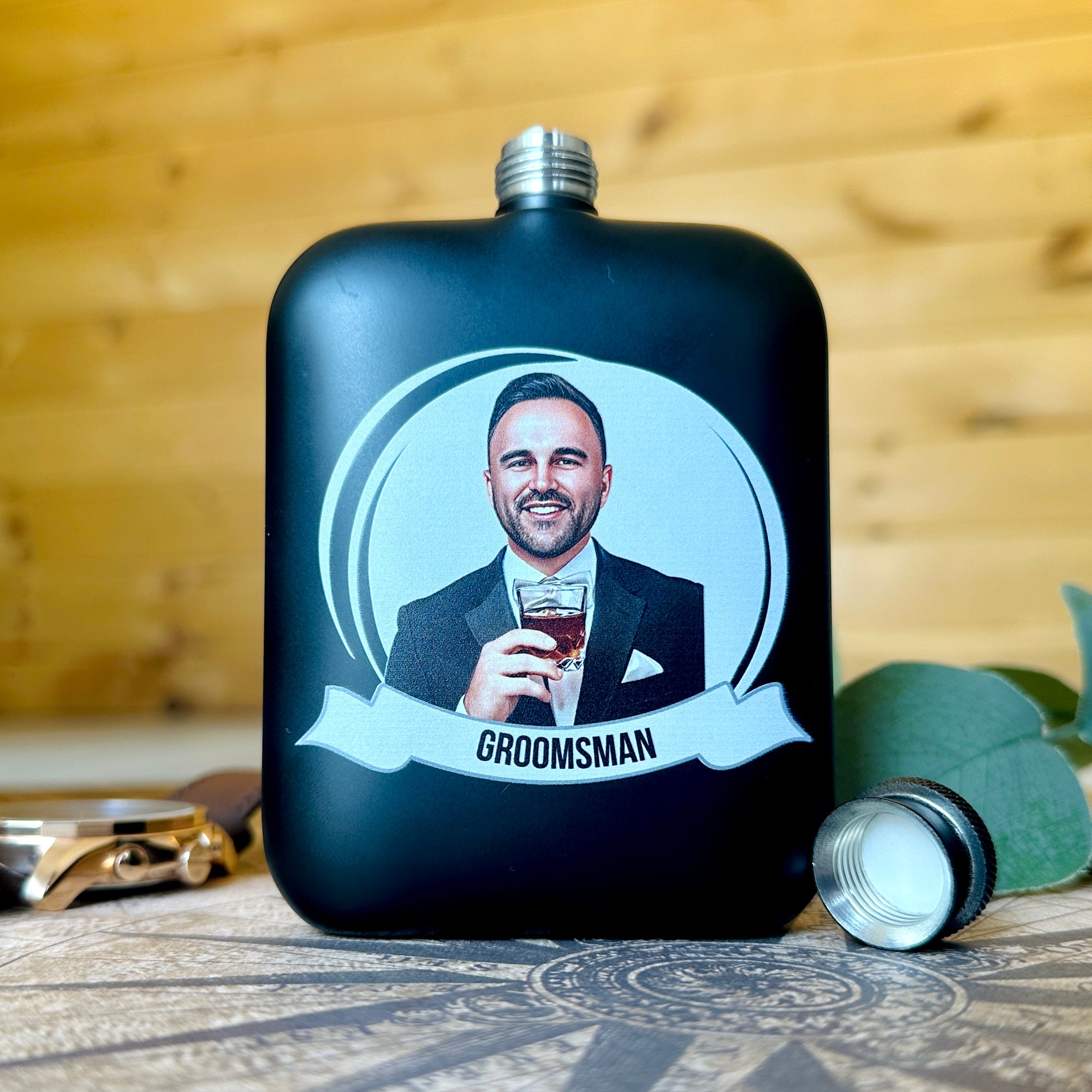 Funny Groomsmen Flask with Photo