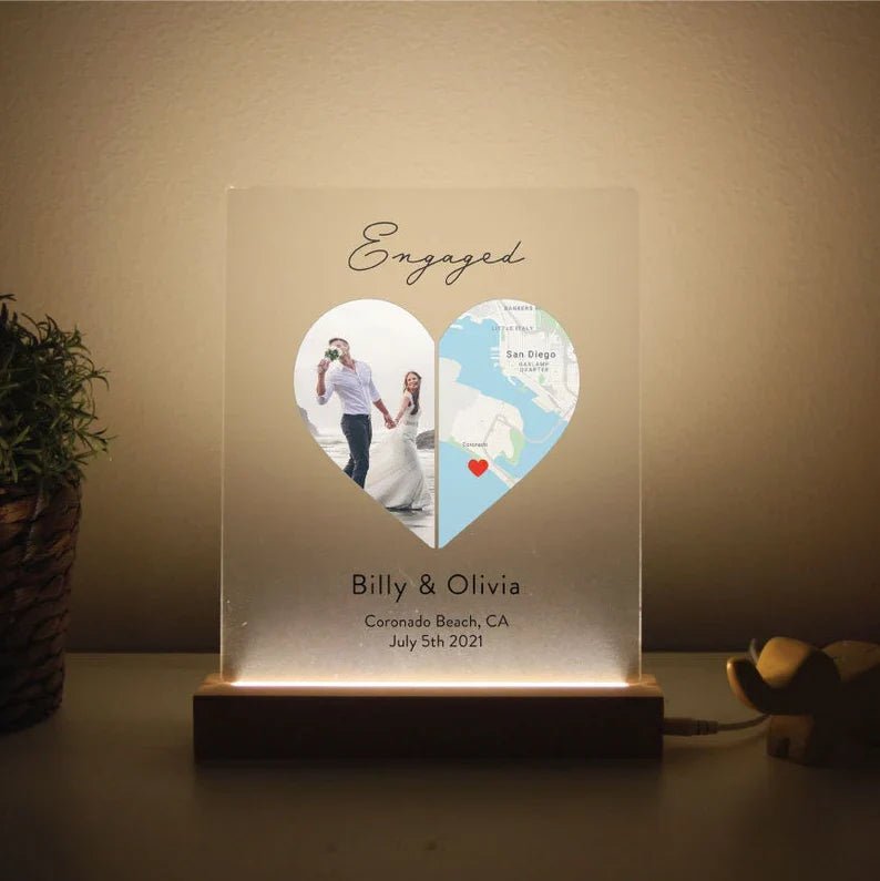 Anniversary Personalized Light Up Engagement Plaque by Groovy Groomsmen Gifts