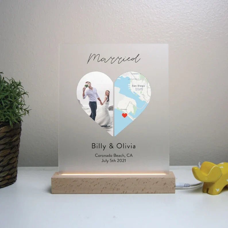 Anniversary Personalized Light Up Engagement Plaque by Groovy Groomsmen Gifts