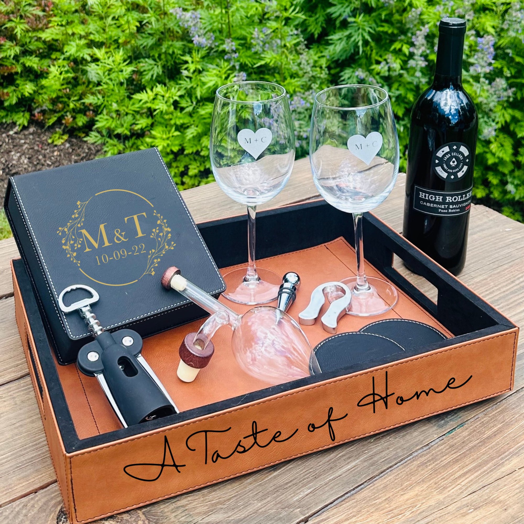 Wine Kit Anniversary Wine and Tray Set by Groovy Groomsmen Gifts