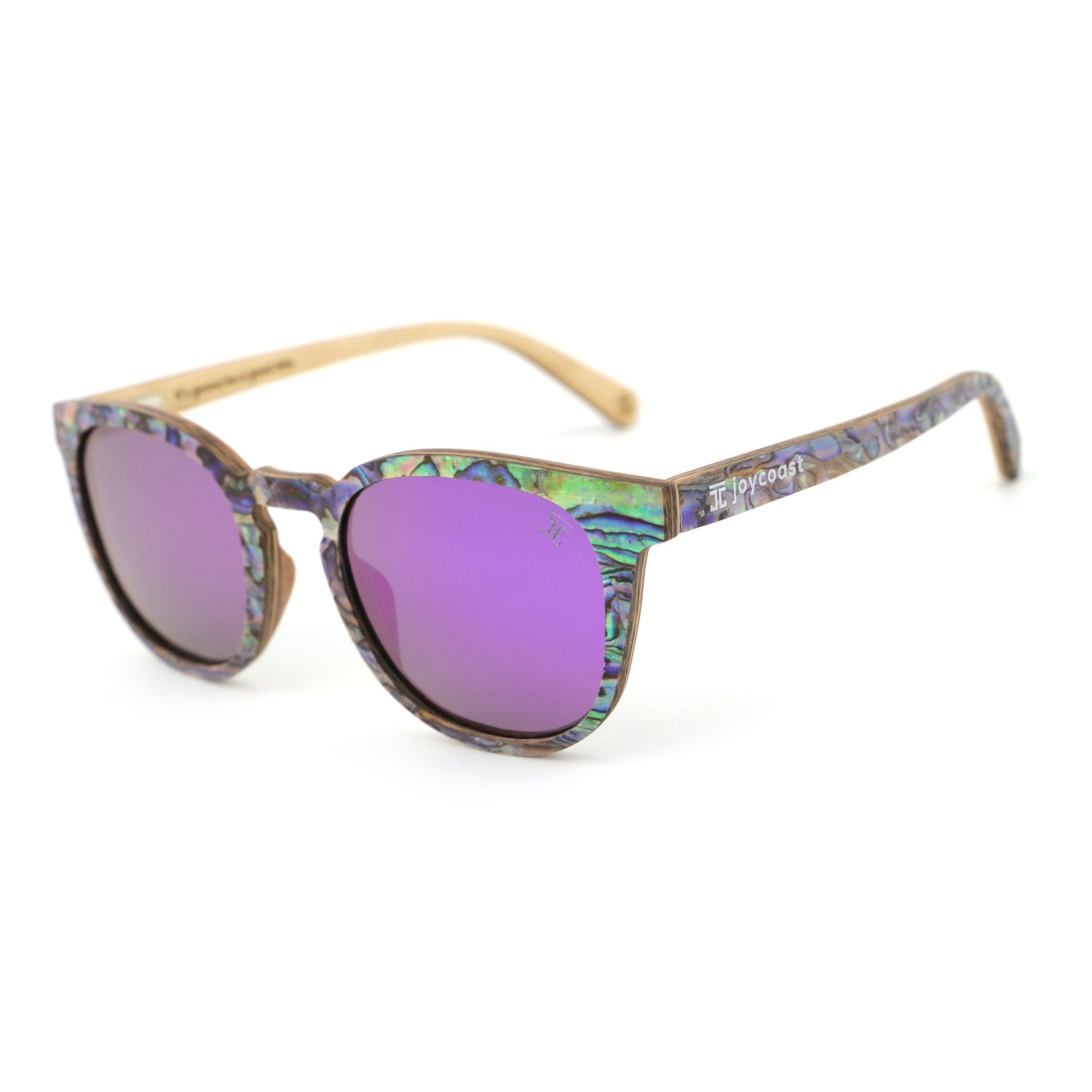 Wooden Sunglasses AquaWave, Square | Abalone by Groovy Groomsmen Gifts