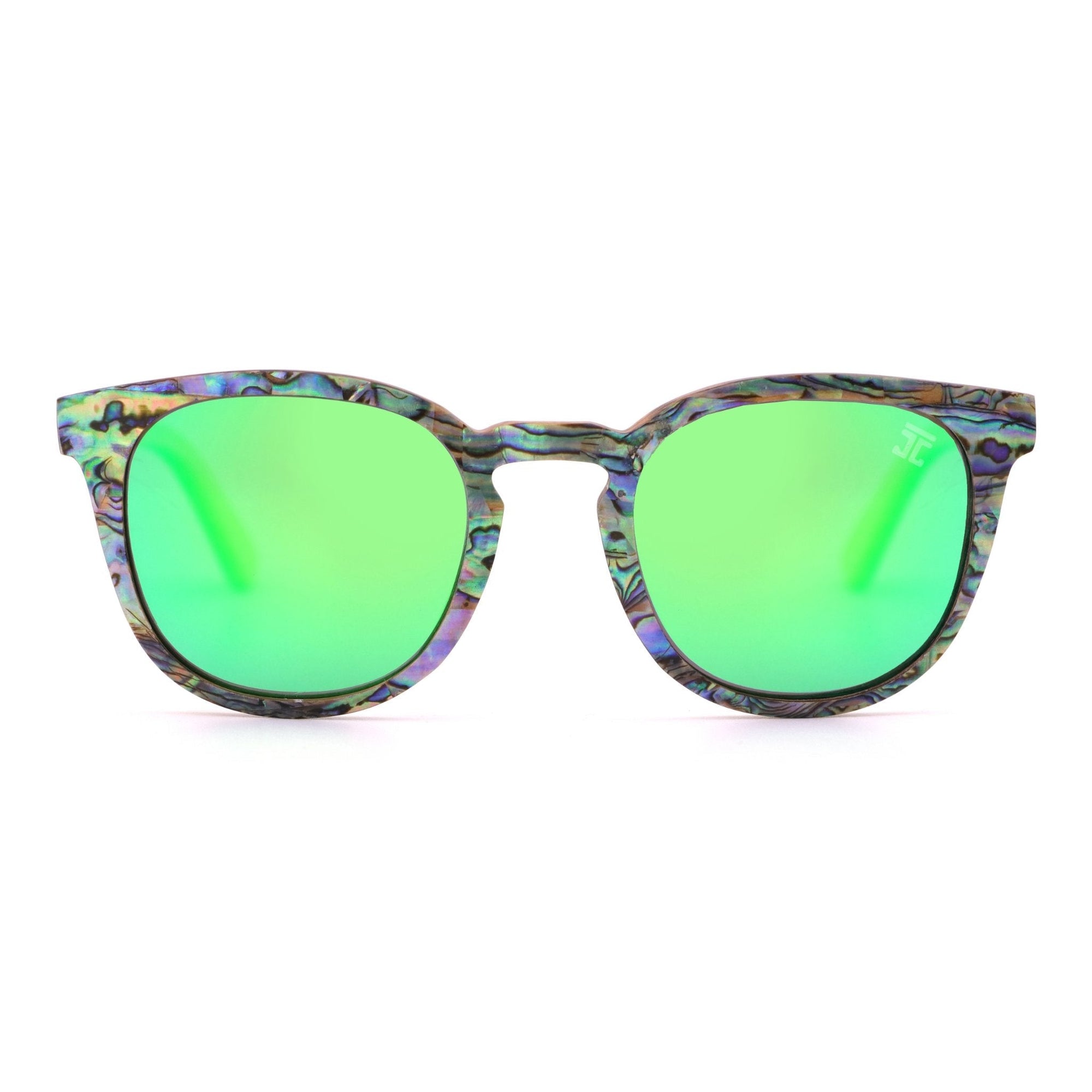 Wooden Sunglasses AquaWave, Square | Abalone by Groovy Groomsmen Gifts