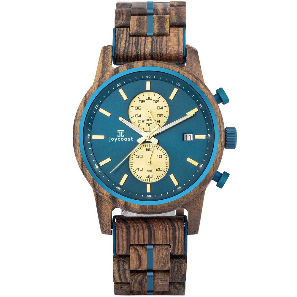 Wooden Watch Aries | Zebrawood Chronograph by Groovy Groomsmen Gifts