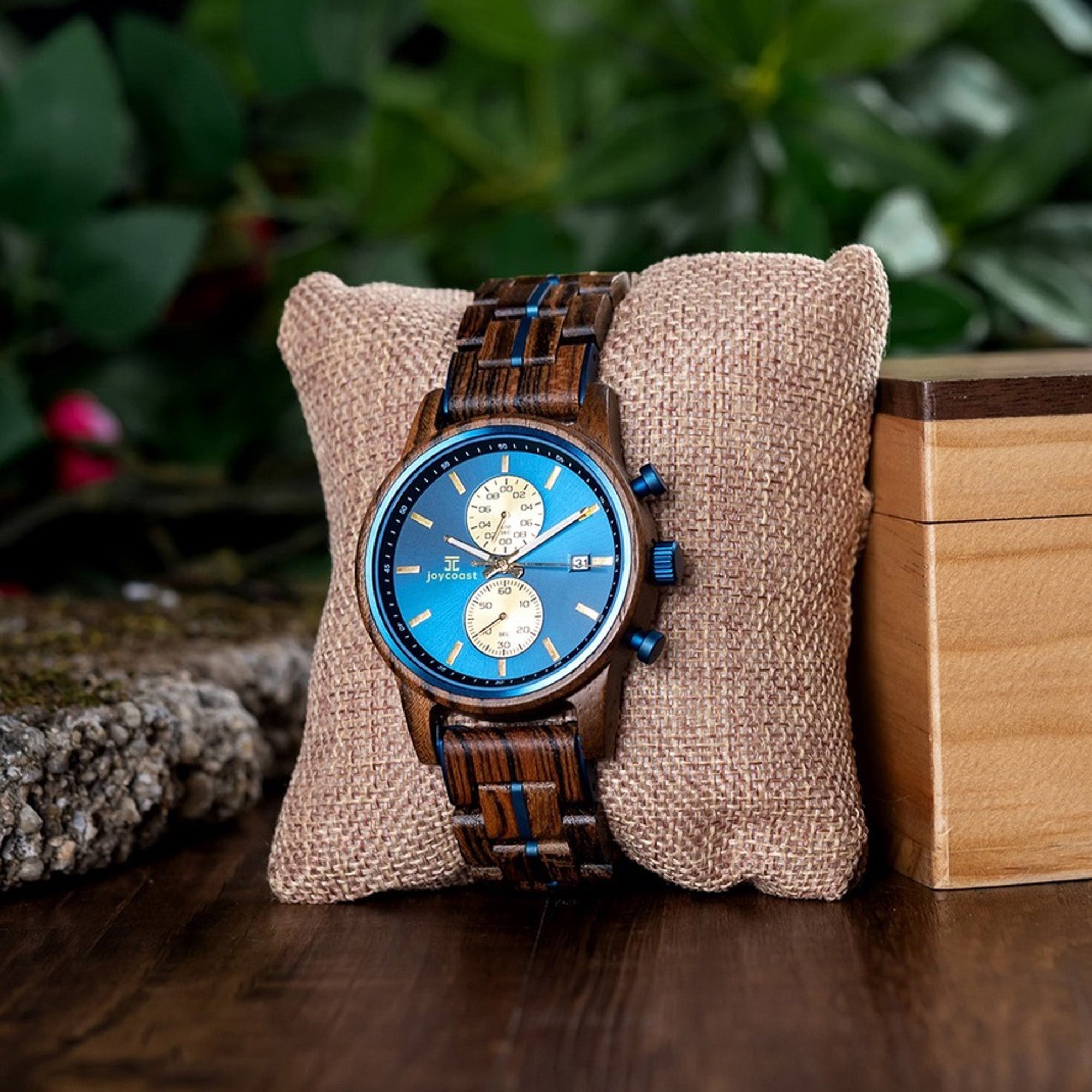 Wooden Watch Aries | Zebrawood Chronograph by Groovy Groomsmen Gifts