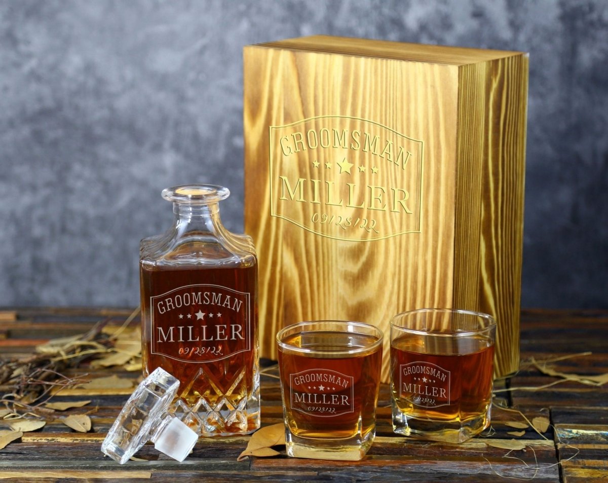 Bar Crystal Whiskey Decanter Set by Groovy Groomsmen Gifts