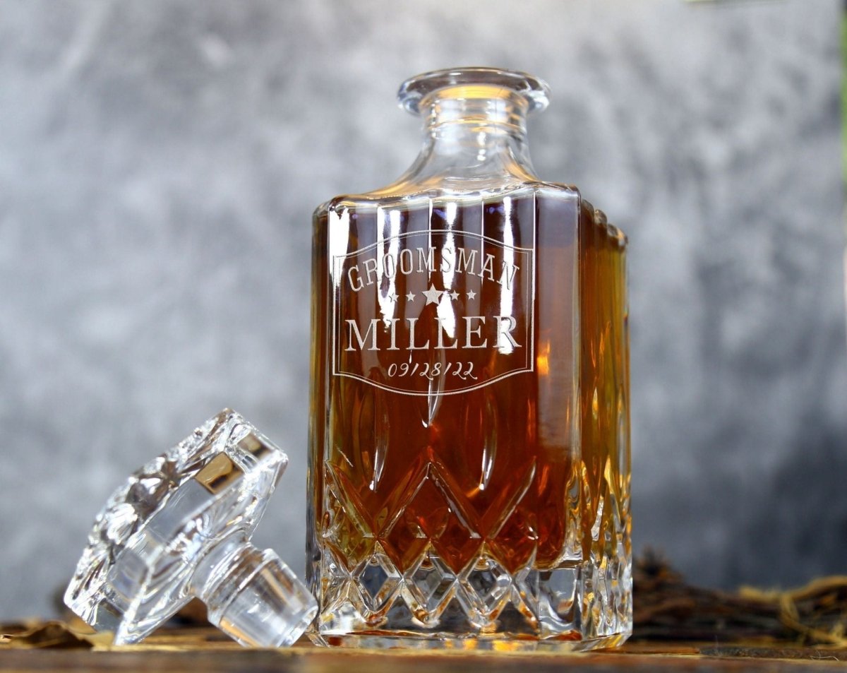 Bar Crystal Whiskey Decanter Set by Groovy Groomsmen Gifts