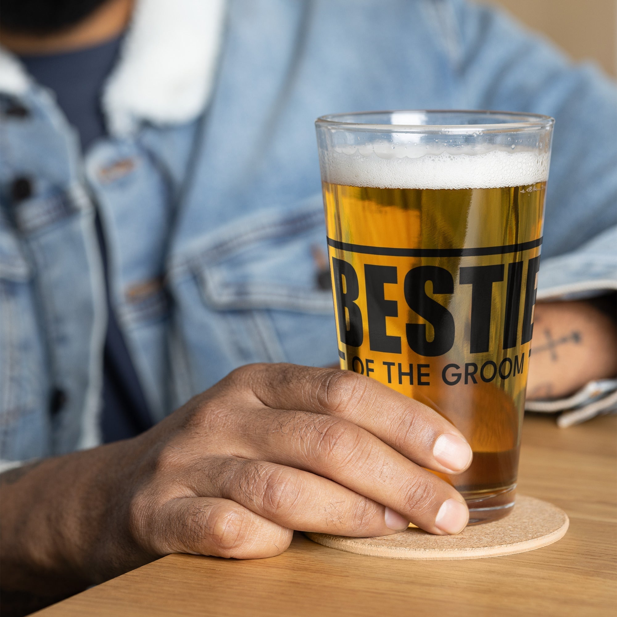 Bestie of the Groom Pint Glass by Groovy Groomsmen Gifts