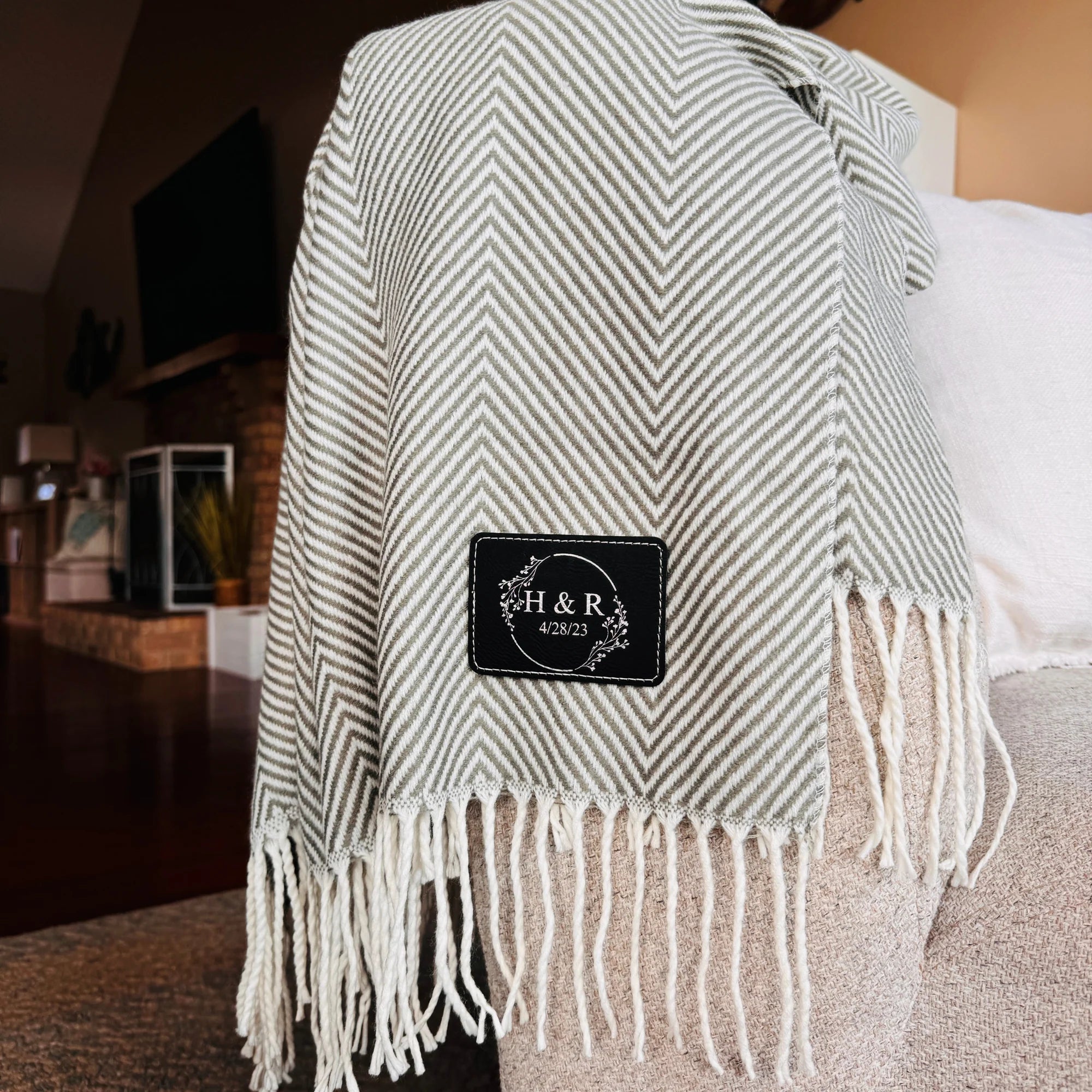 Blanket Timeless Anniversary Fringe Throw by Groovy Groomsmen Gifts