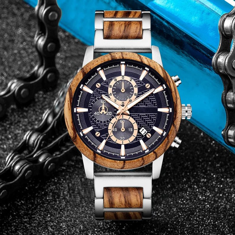 Blue Zebrawood Watch - Groovy Groomsmen Gifts