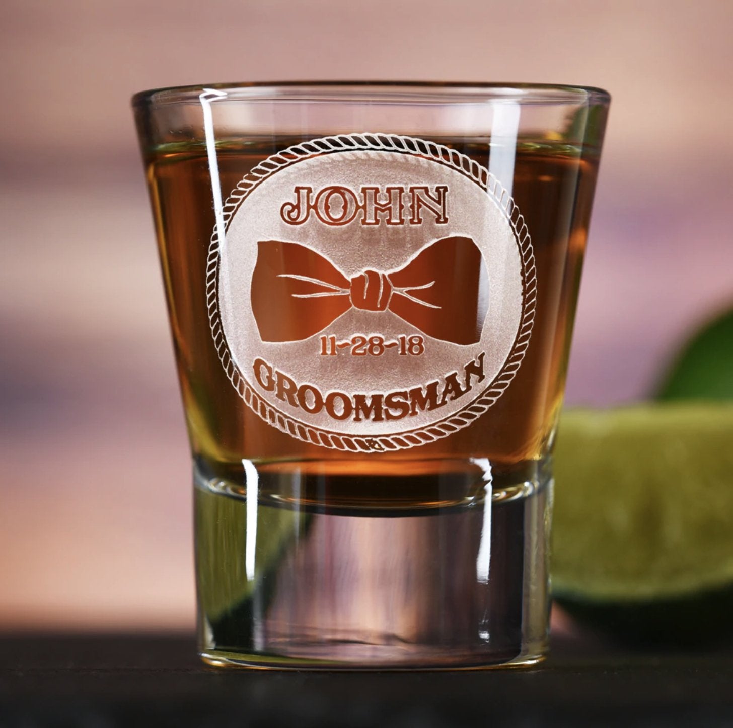 Shot Glasses Bowtie Groomsman Shot Glass by Groovy Groomsmen Gifts