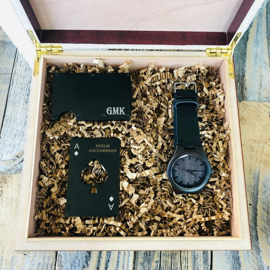 Box Set Ace of Spades Groomsmen Gift Box by Groovy Groomsmen Gifts