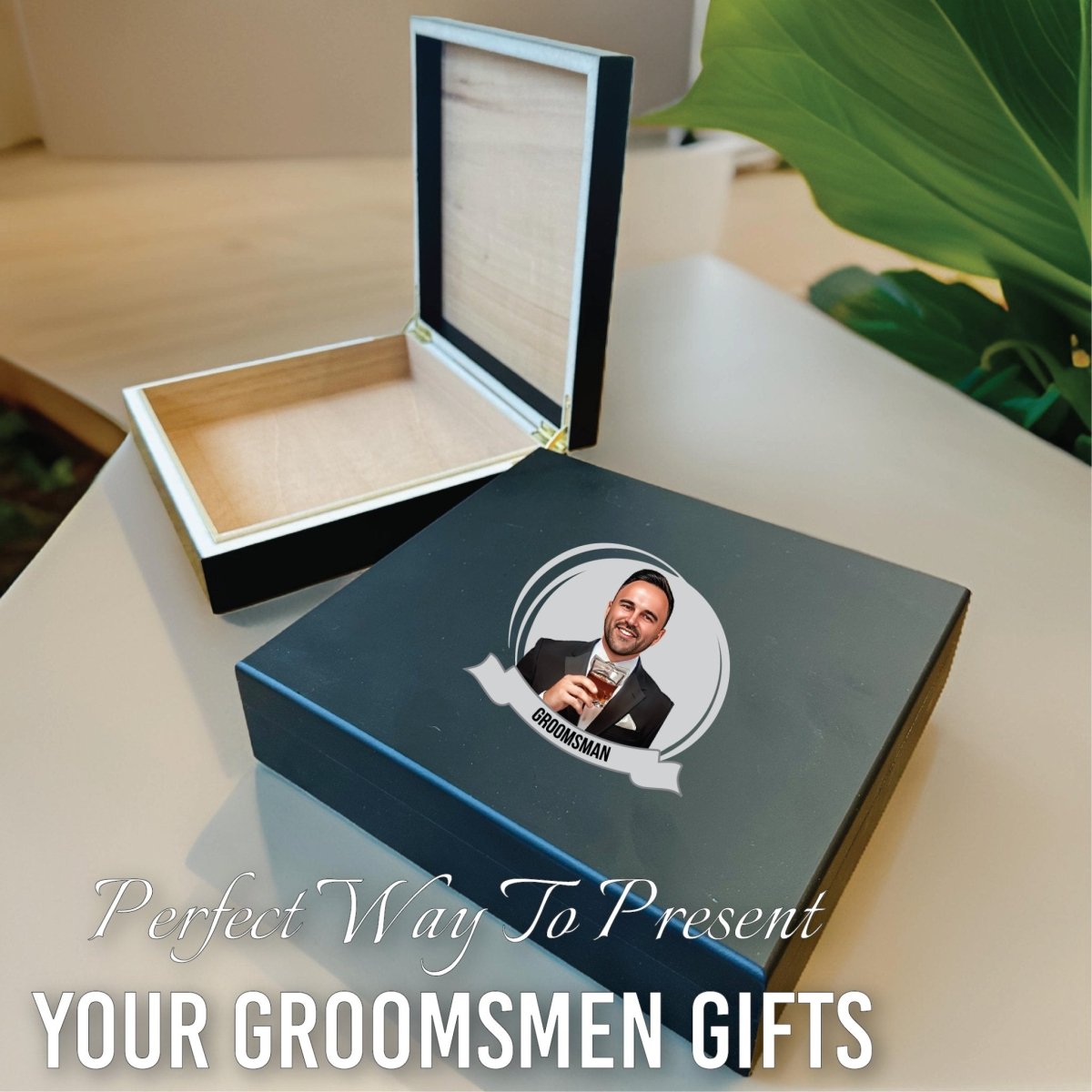 Box Set Custom Caricature Groomsmen Box by Groovy Groomsmen Gifts