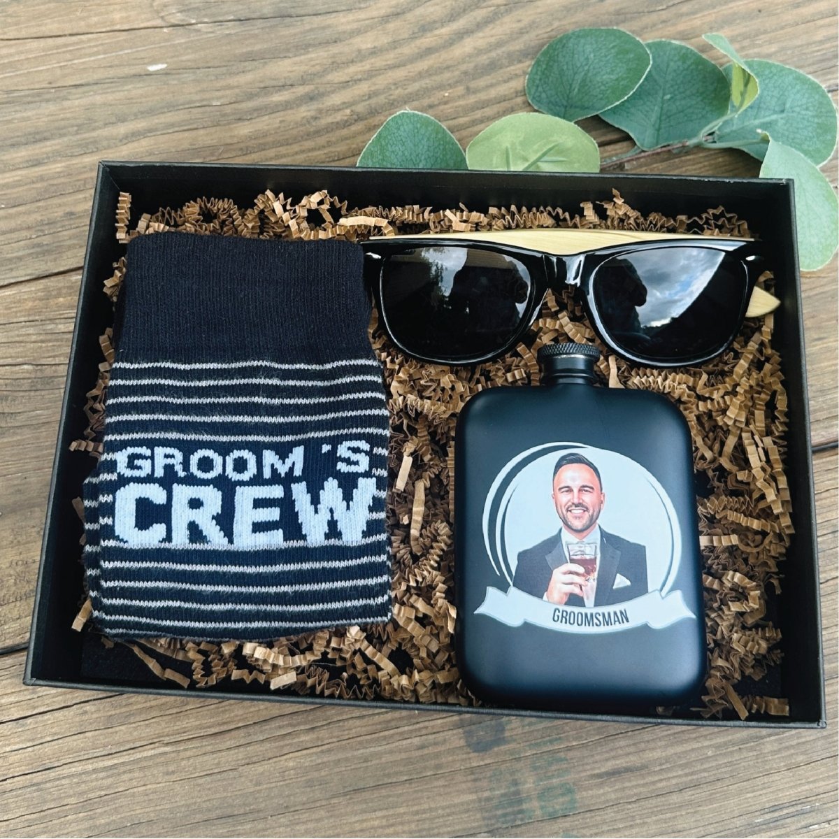 Box Set Personalized Groom's Crew Gift Set by Groovy Groomsmen Gifts