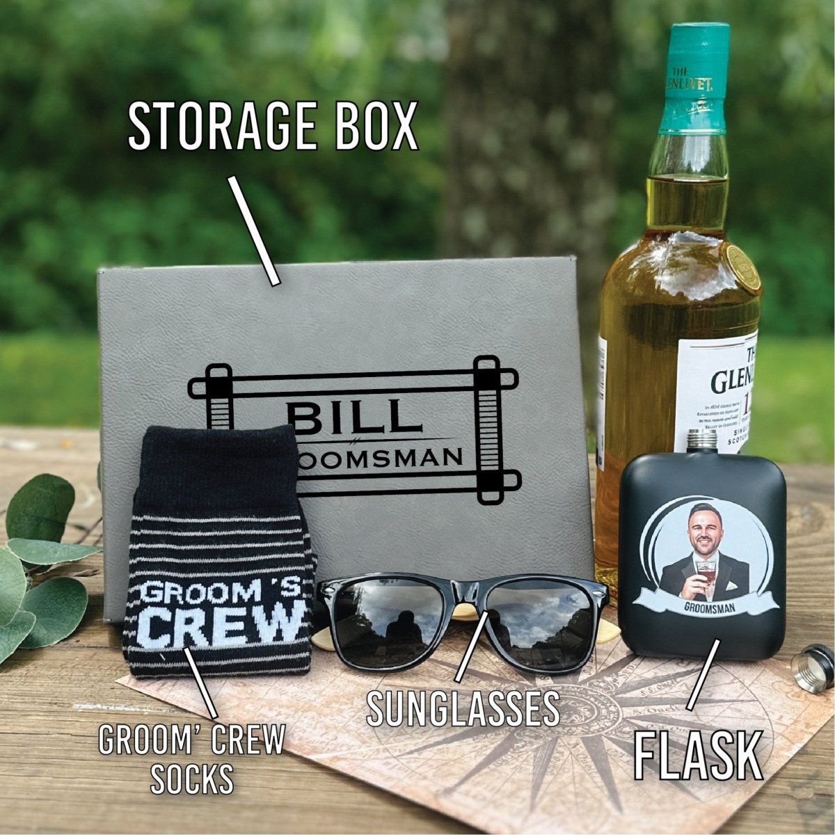 Box Set Personalized Groom's Crew Gift Set by Groovy Groomsmen Gifts