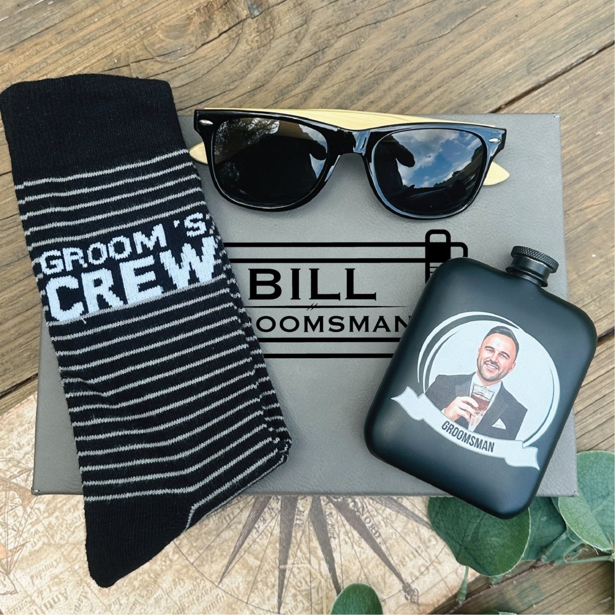 Box Set Personalized Groom&#39;s Crew Gift Set by Groovy Groomsmen Gifts