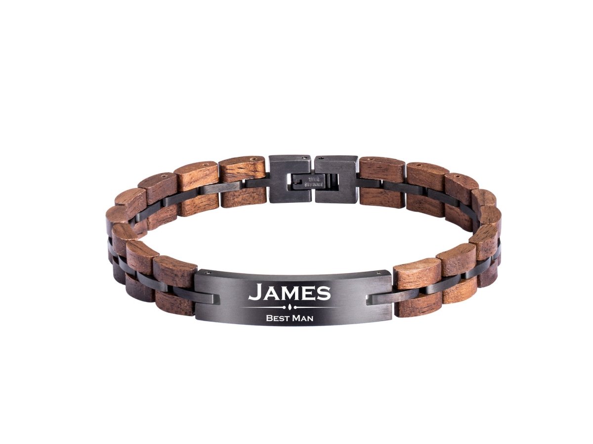 Bracelet Wooden Engraved Bracelet by Groovy Groomsmen Gifts