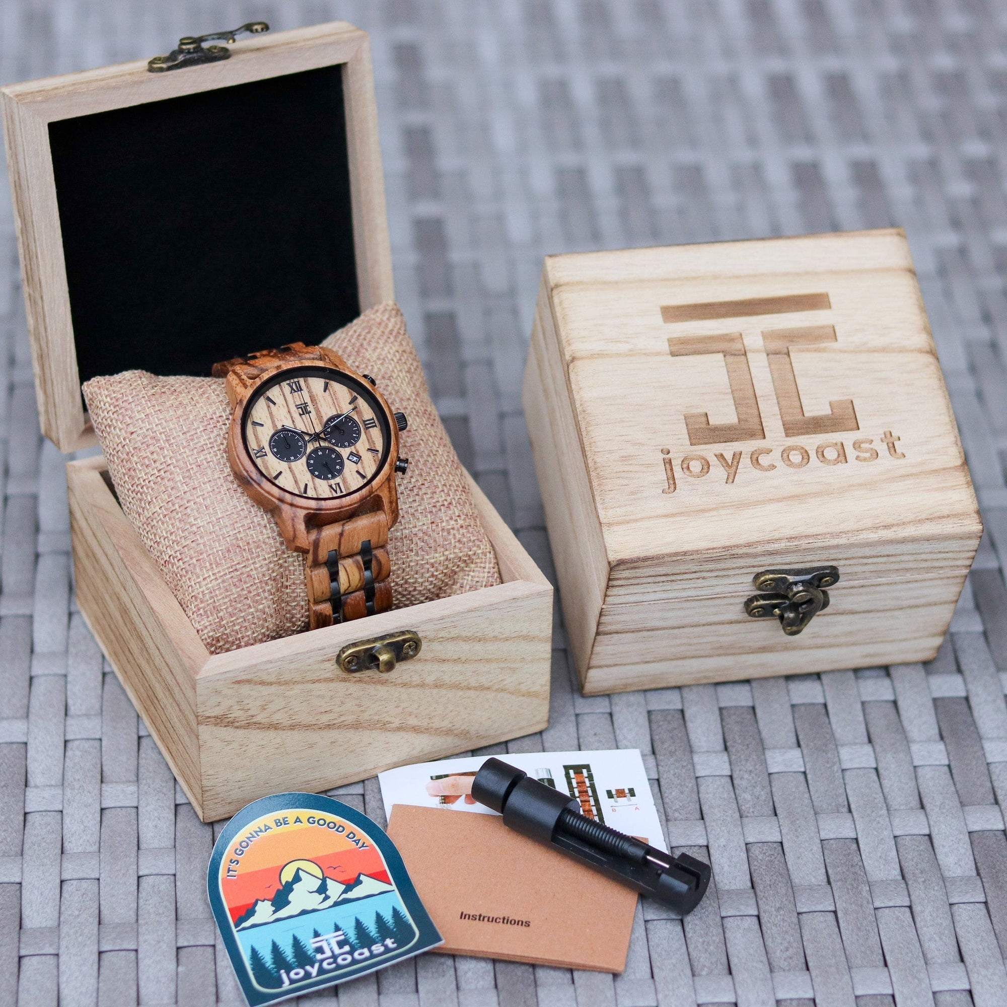 Wooden Watch Breiler | Zebra Wood Chronograph by Groovy Groomsmen Gifts