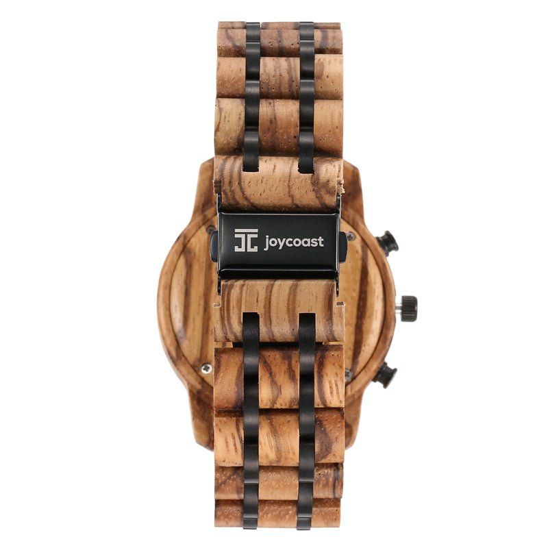 Wooden Watch Breiler | Zebra Wood Chronograph by Groovy Groomsmen Gifts