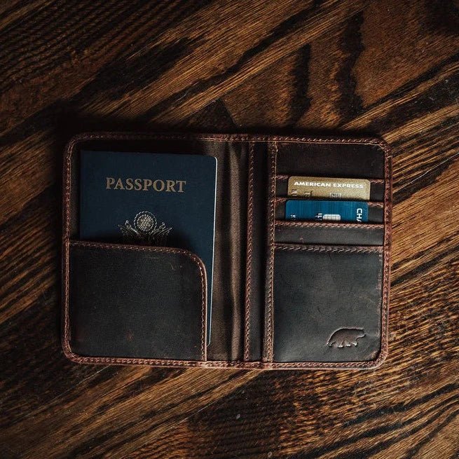 Buffalo Leather Passport Wallet - Groovy Groomsmen Gifts