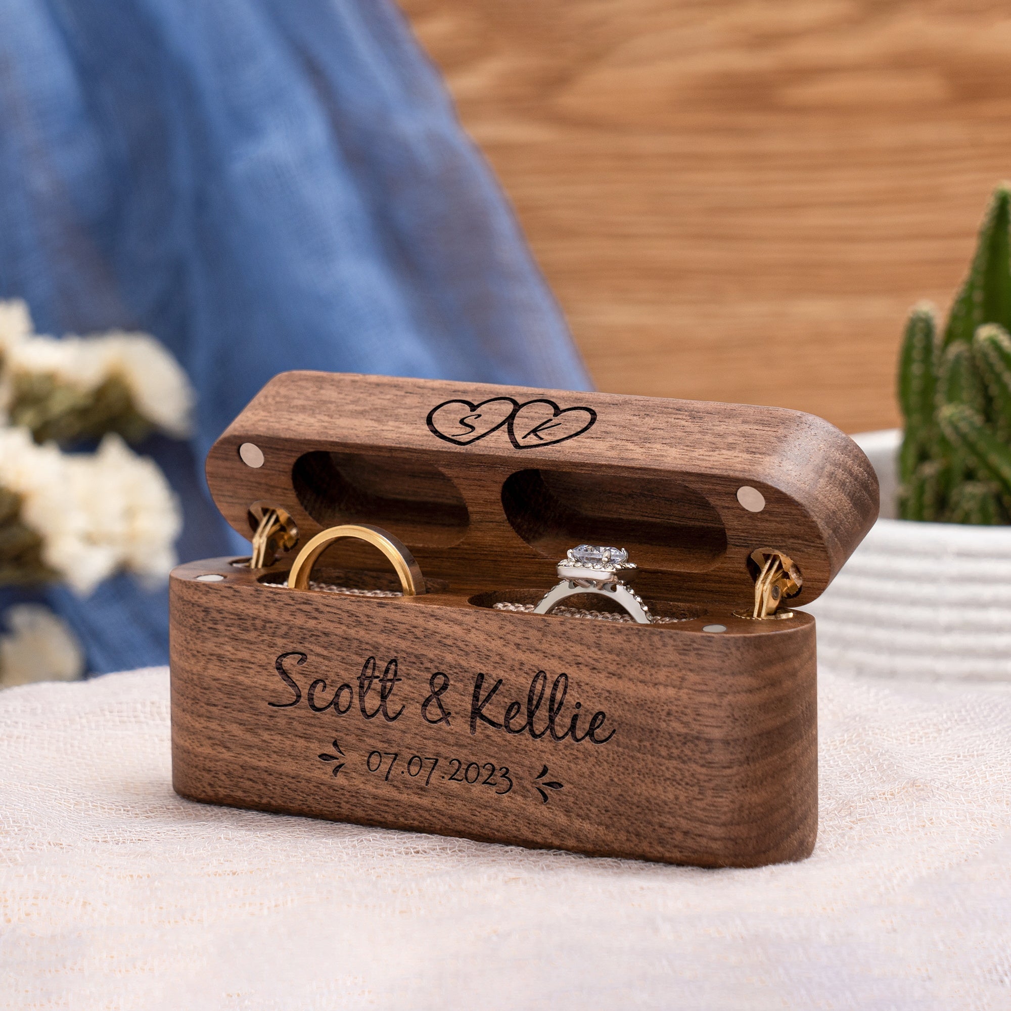 Couples Custom Ring Box - Groovy Groomsmen Gifts