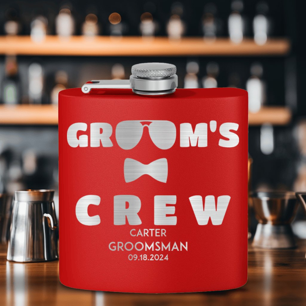 Groomsman Flasks Crew In Shades Flask by Groovy Groomsmen Gifts