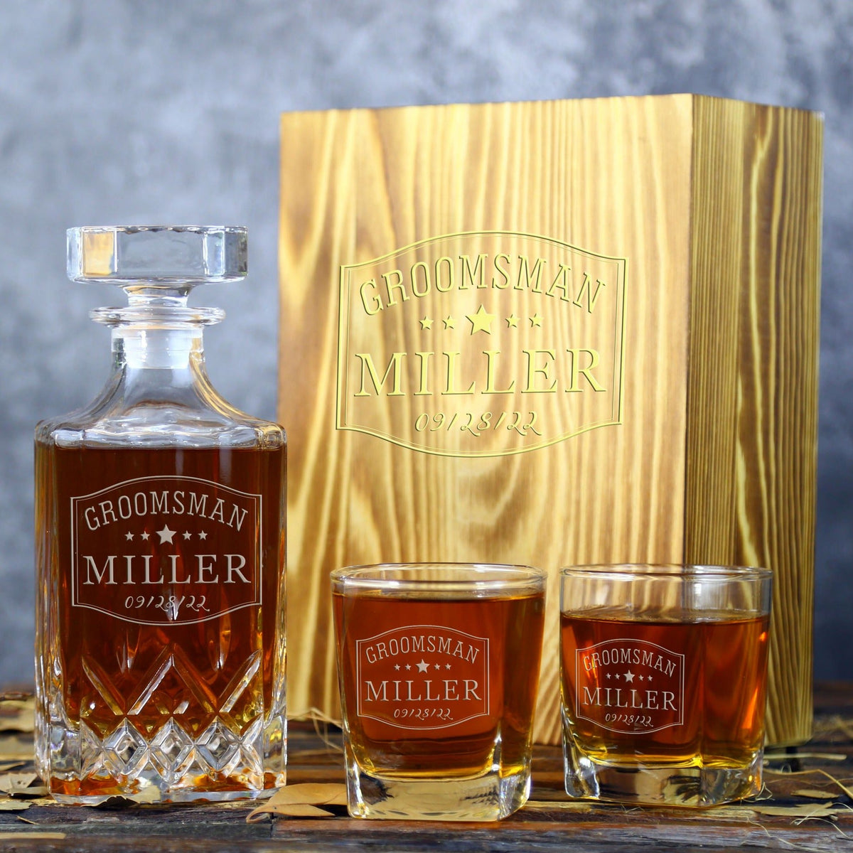 Bar Crystal Whiskey Decanter Set by Groovy Groomsmen Gifts