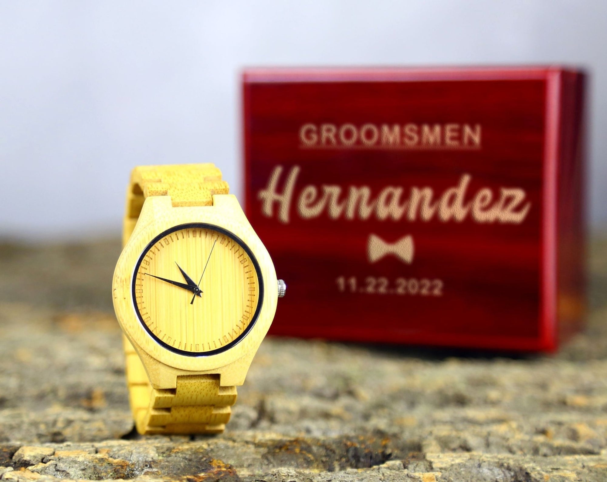 Custom Bamboo Watch - Groovy Groomsmen Gifts