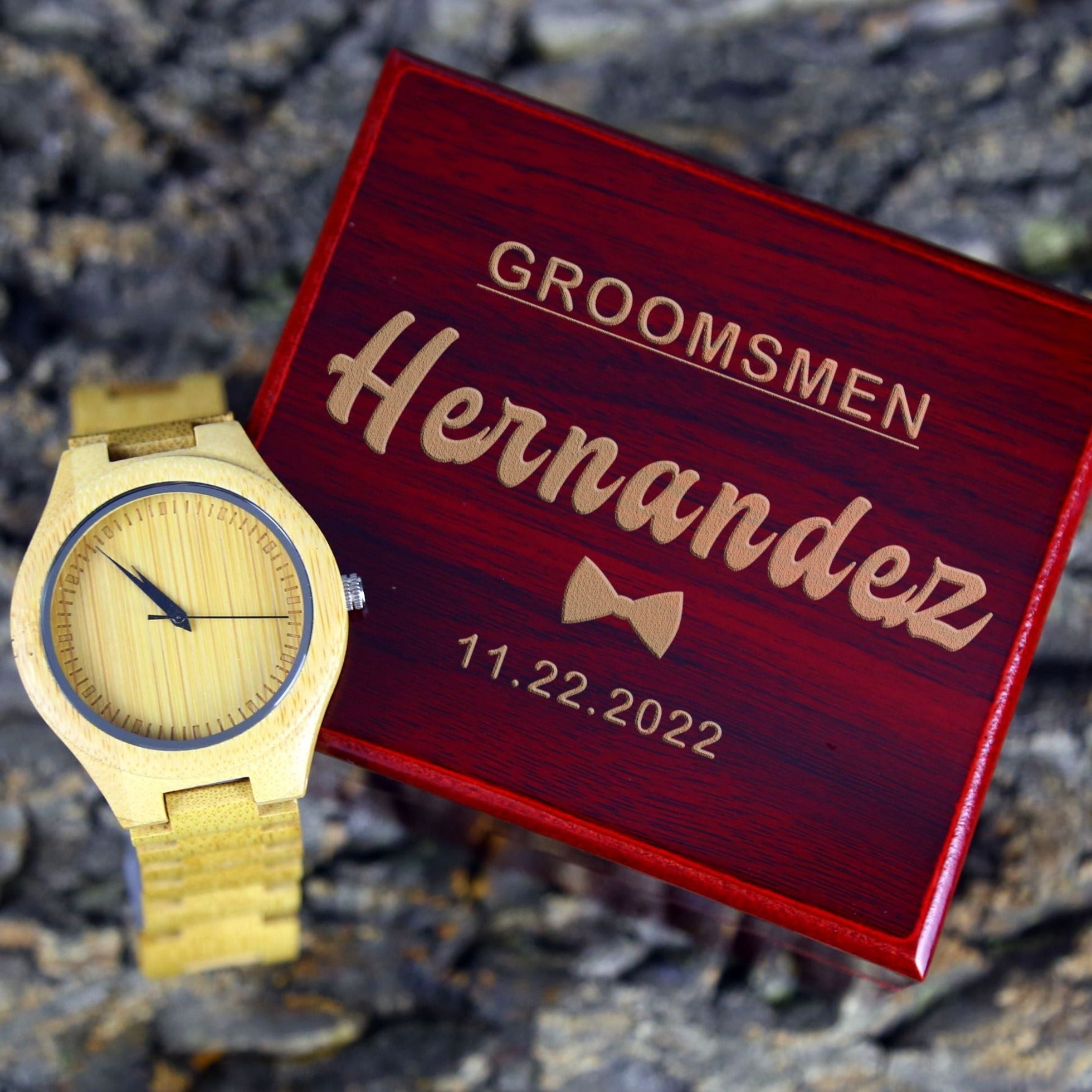 Custom Bamboo Watch - Groovy Groomsmen Gifts