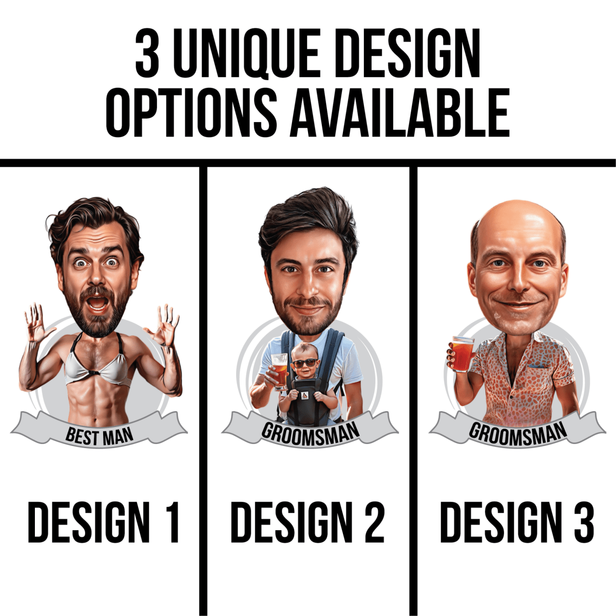 Best Personalized Custom Caricature Koozie for Groomsmen, Customized Gifts for Weddings. Groovy Groomsmen Gifts