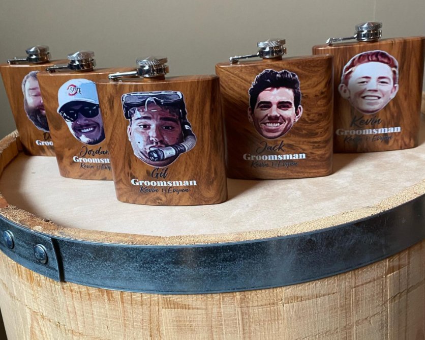 Custom Flasks Face on a Flask by Groovy Groomsmen Gifts