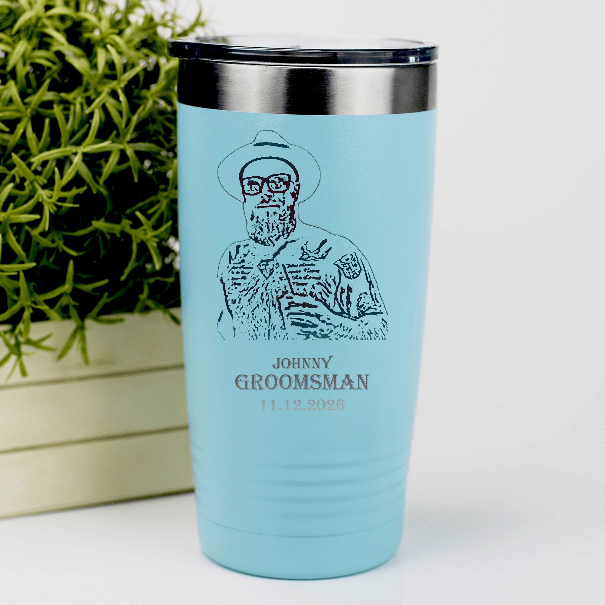 Custom Photo Groomsman Tumbler - Groovy Groomsmen Gifts