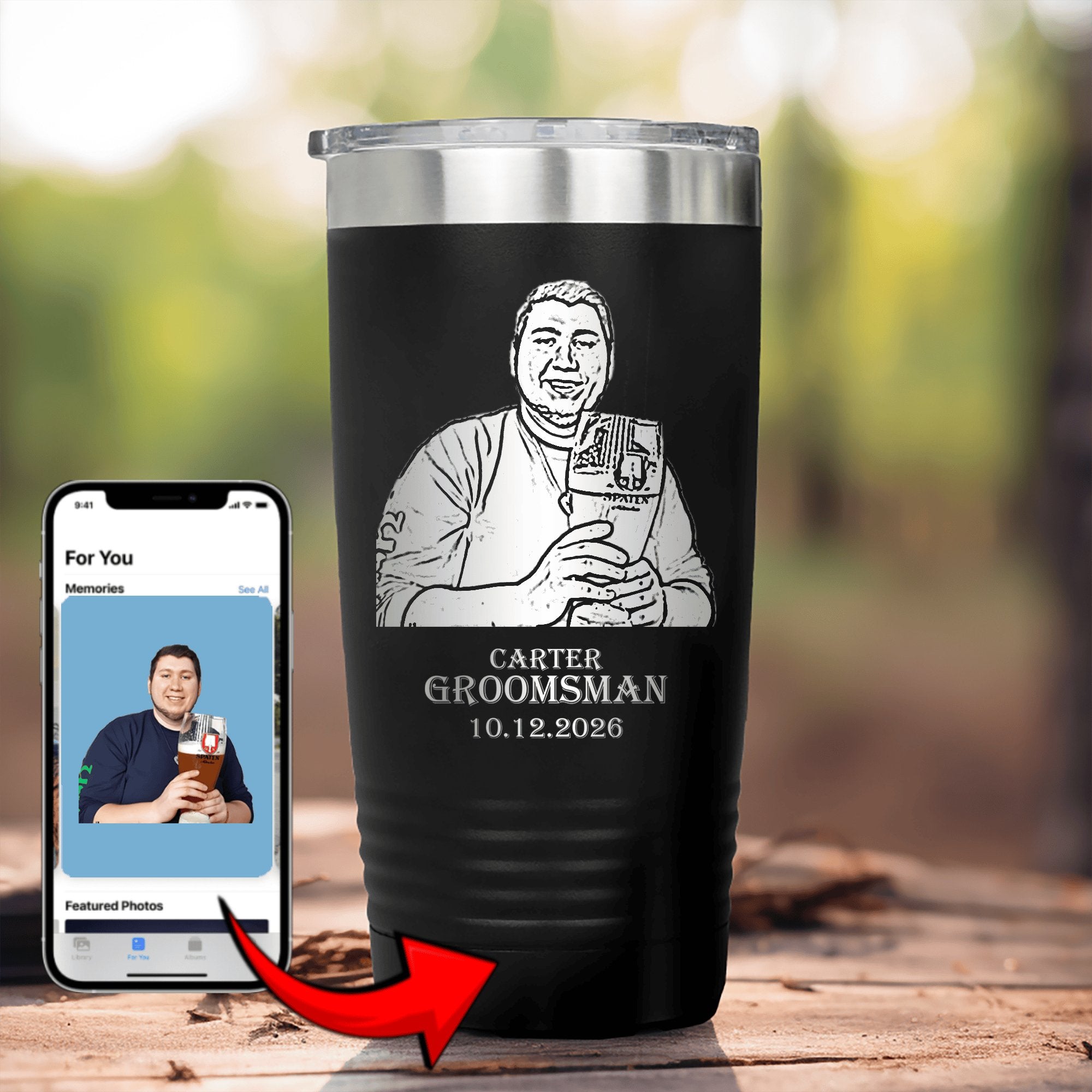 Custom Photo Groomsman Tumbler - Groovy Groomsmen Gifts