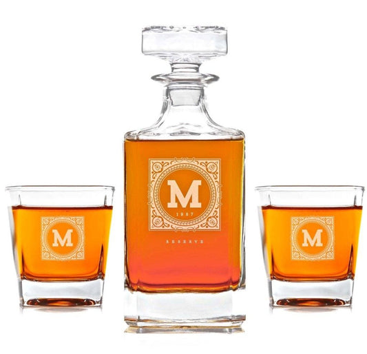 Decanter Custom Groomsmen Whiskey Decanter Set by Groovy Groomsmen Gifts