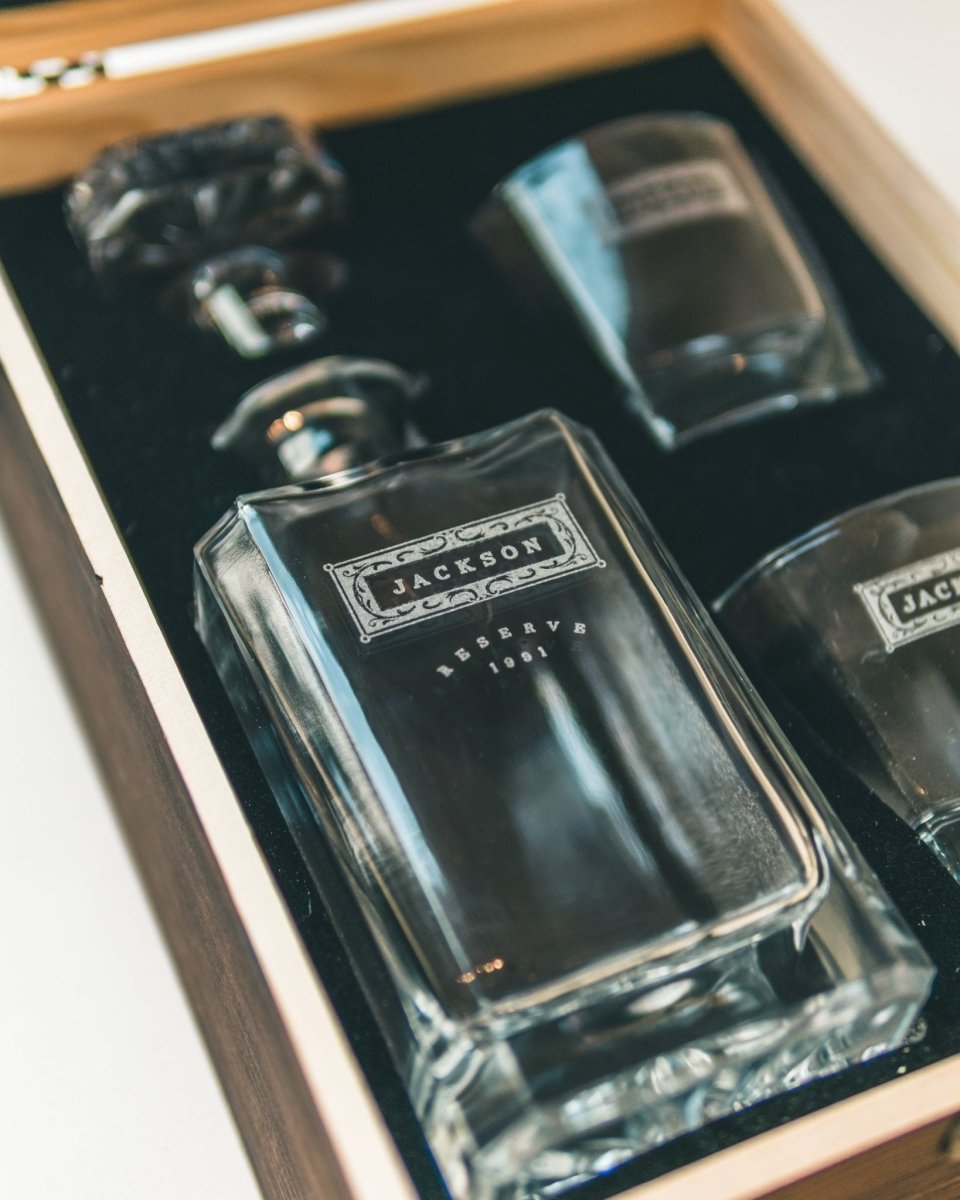 Decanter Custom Groomsmen Whiskey Decanter Set by Groovy Groomsmen Gifts