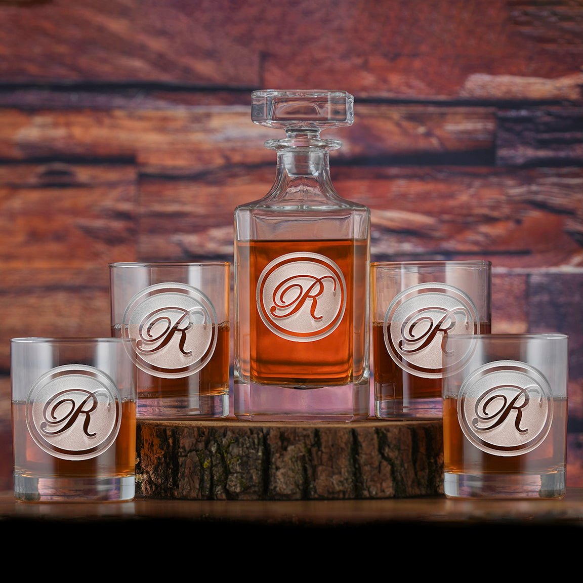 Decanter Monogram Man Whiskey Decanter Set by Groovy Groomsmen Gifts