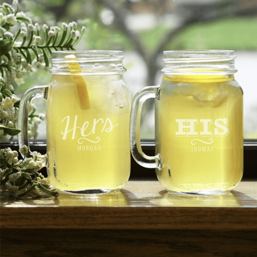 Drinking Glass His and Hers Mason Jar by Groovy Groomsmen Gifts