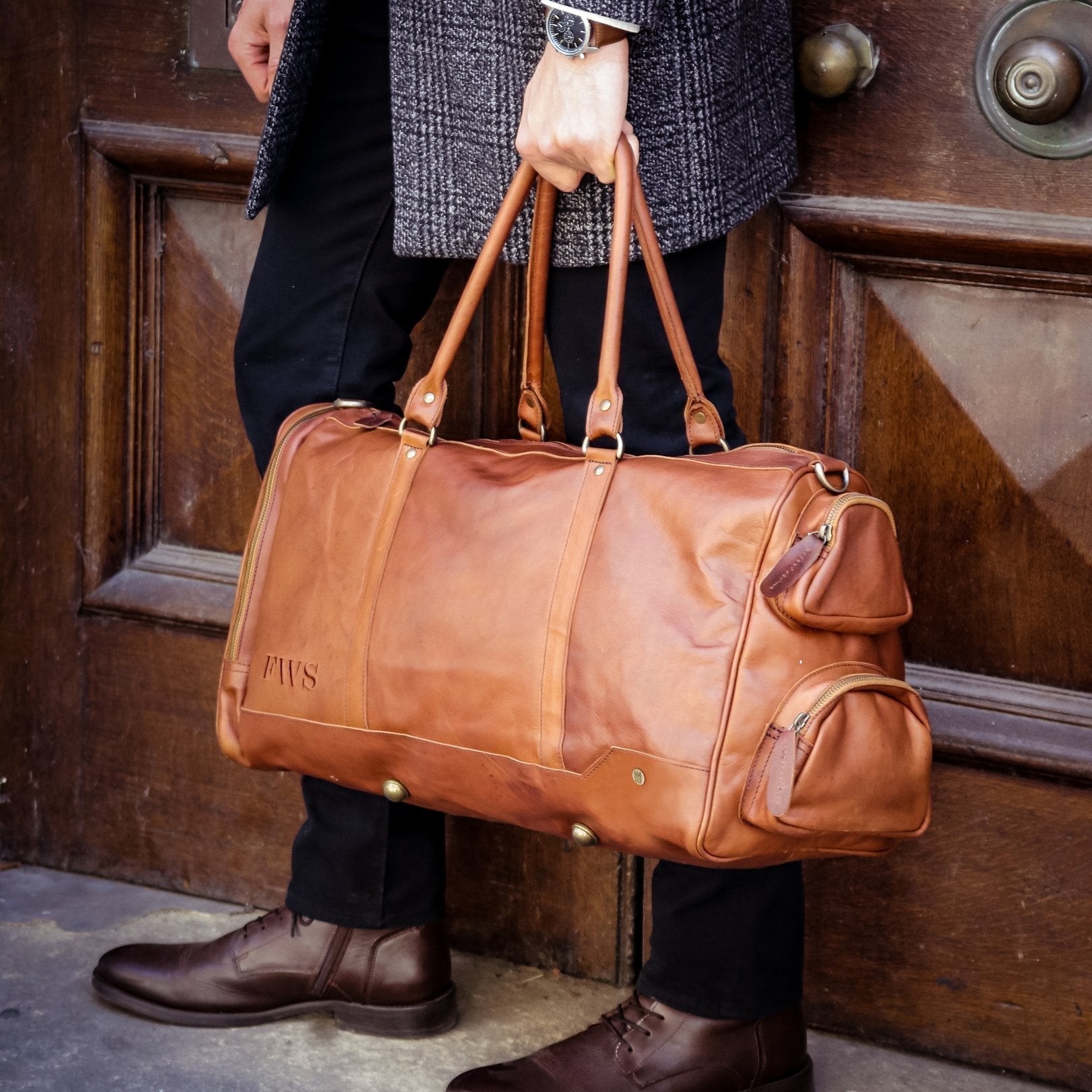 Duffel Bags Luxury Leather Duffle by Groovy Groomsmen Gifts