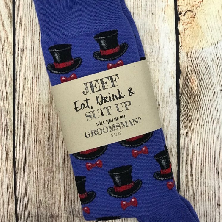 Eat, Drink &amp; Suit Up Socks - Groovy Groomsmen Gifts