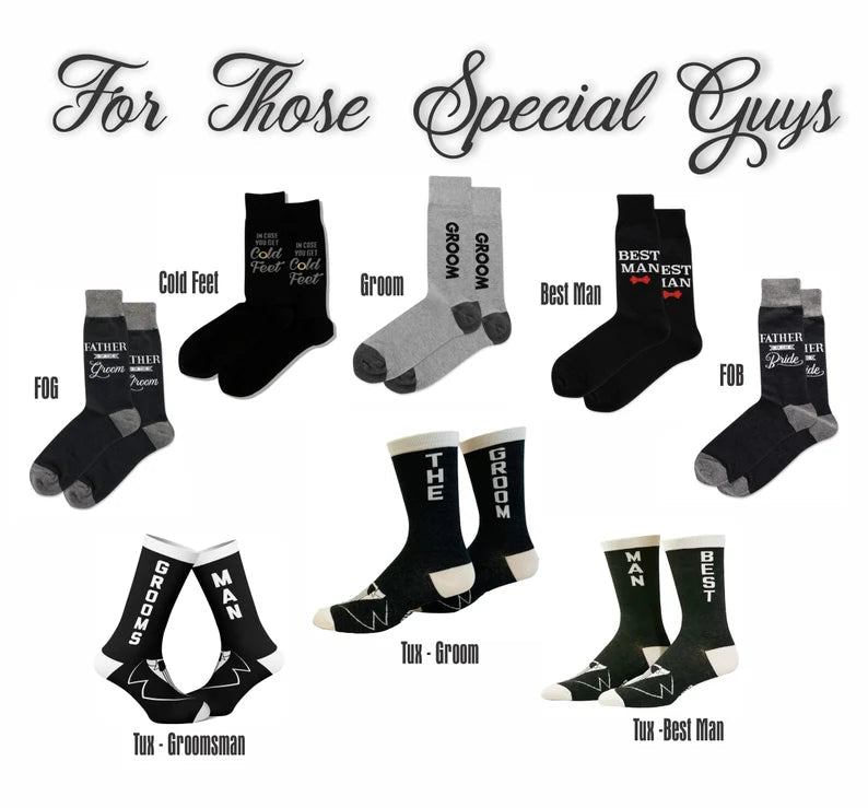 Eat, Drink & Suit Up Socks - Groovy Groomsmen Gifts