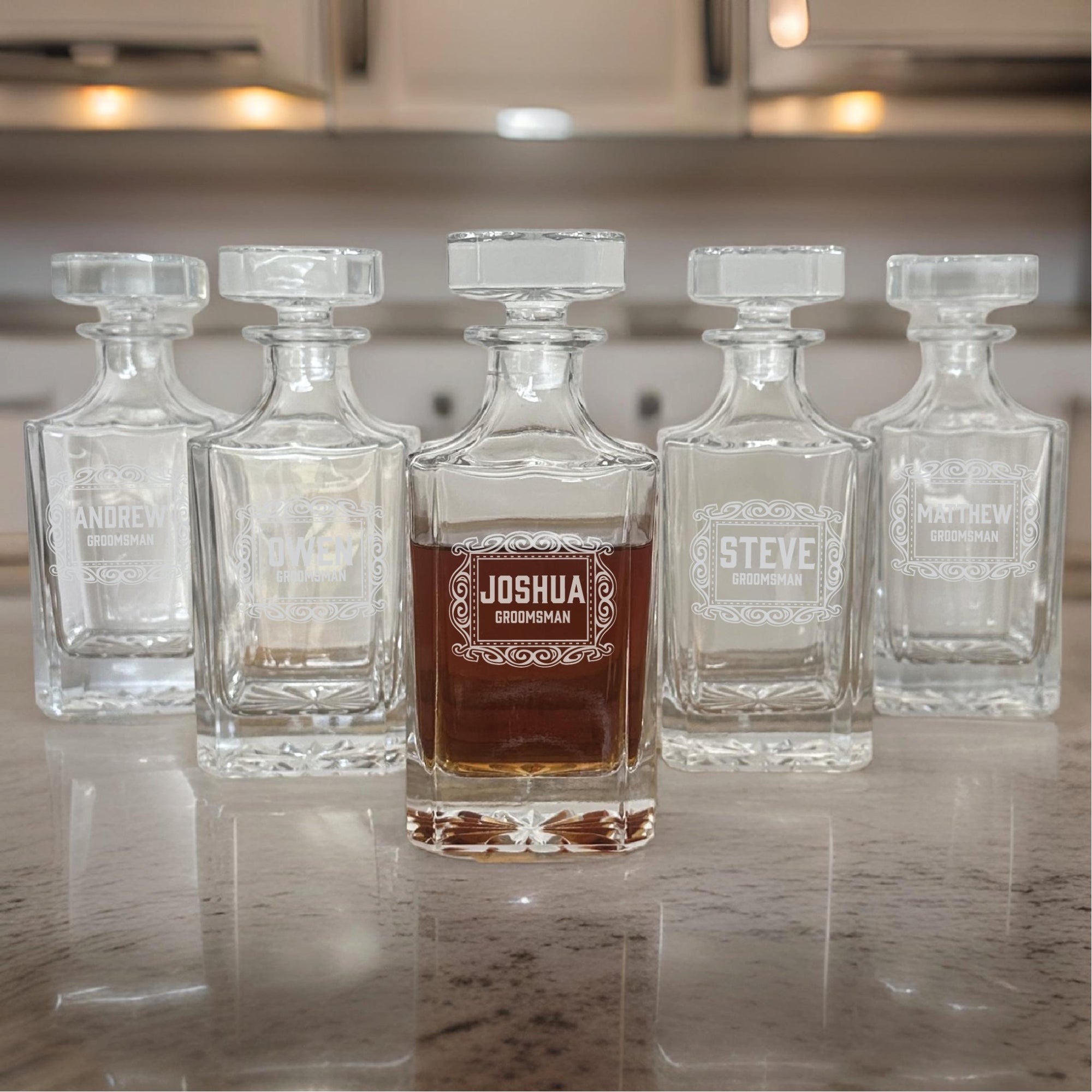 Elite Pour - Set of 5 Groomsmen Decanter Gifts by Groovy Groomsmen Gifts