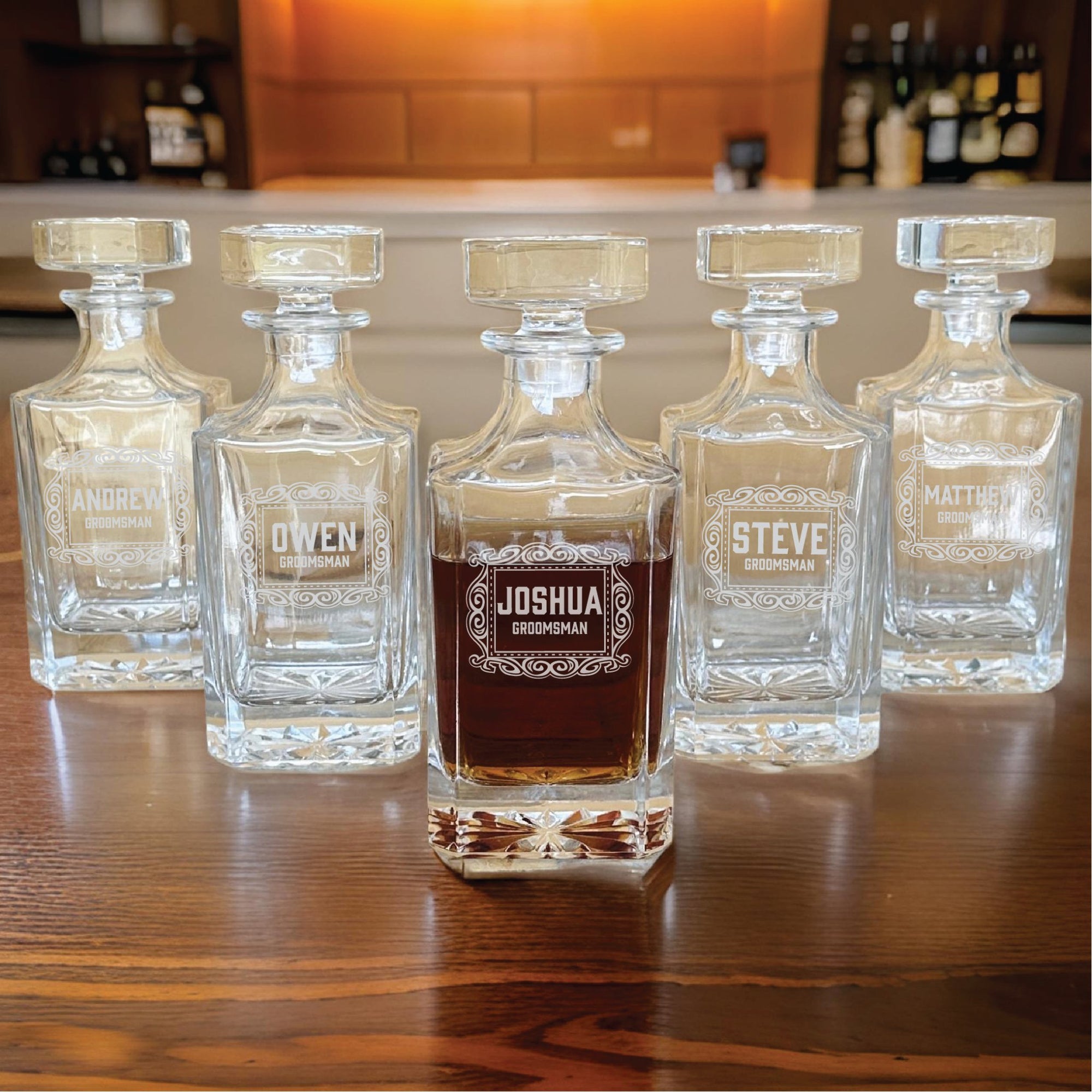 Elite Pour - Set of 5 Groomsmen Decanter Gifts by Groovy Groomsmen Gifts