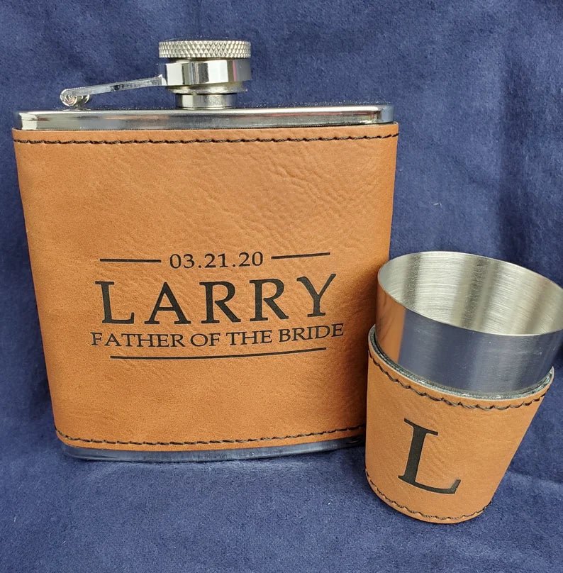 Engraved Flask and Shot Glass Set - Groovy Groomsmen Gifts