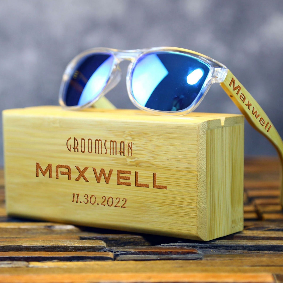 Personalized engraved polarized sunglasses for groomsmen