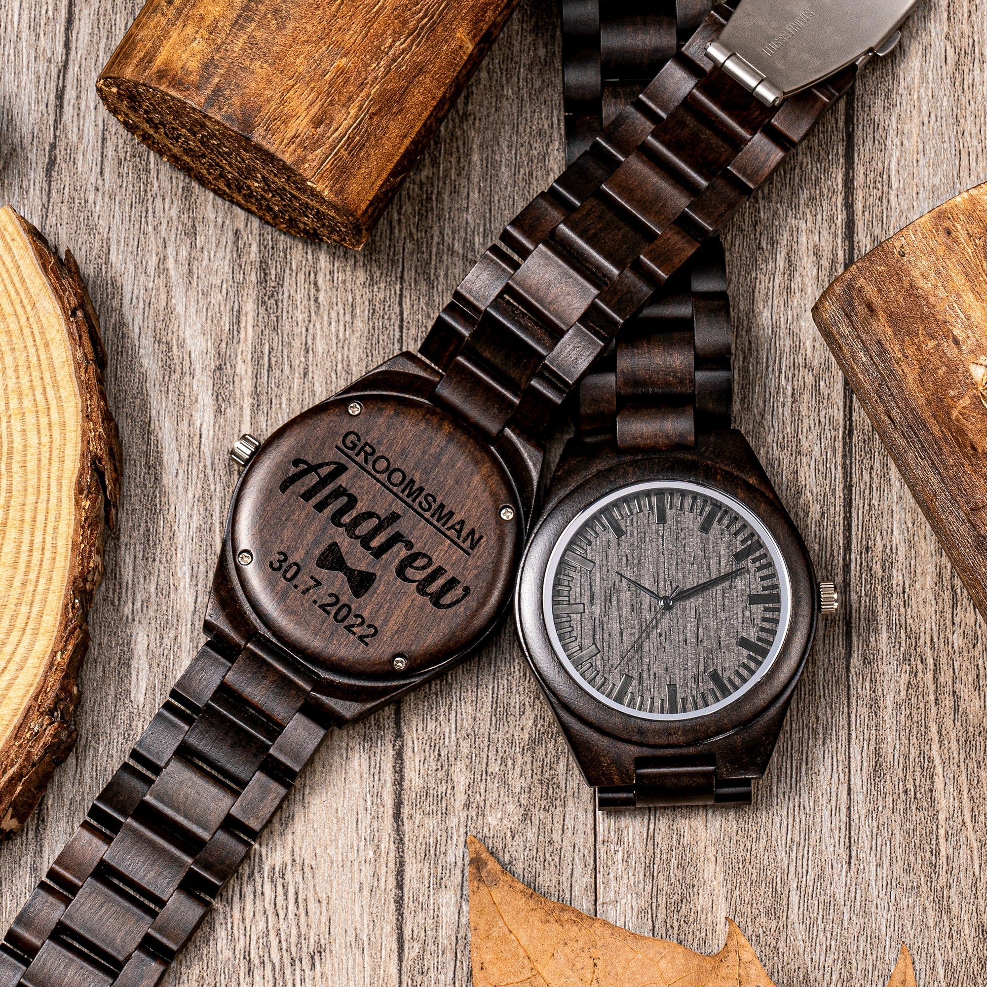 Watches Engraved Wooden Links Watch by Groovy Groomsmen Gifts