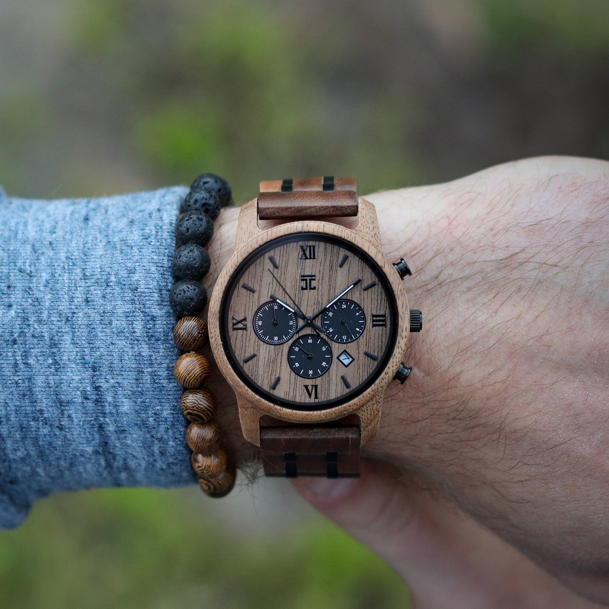 Wooden Watch Espresso | Walnut Chronograph by Groovy Groomsmen Gifts