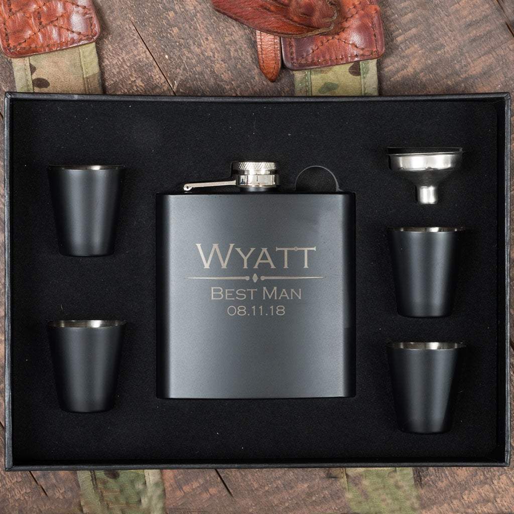 Flask Set Shots on the Go by Groovy Groomsmen Gifts