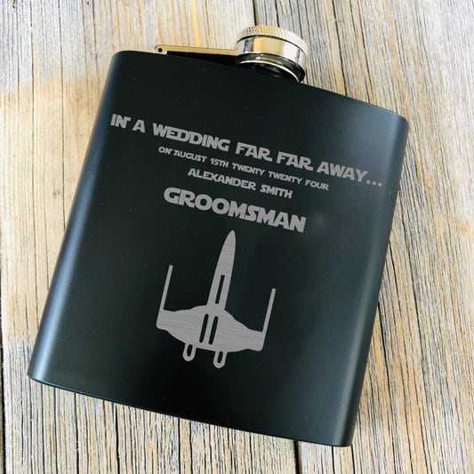 Flasks A Wedding Far Far Away Custom Flask by Groovy Groomsmen Gifts