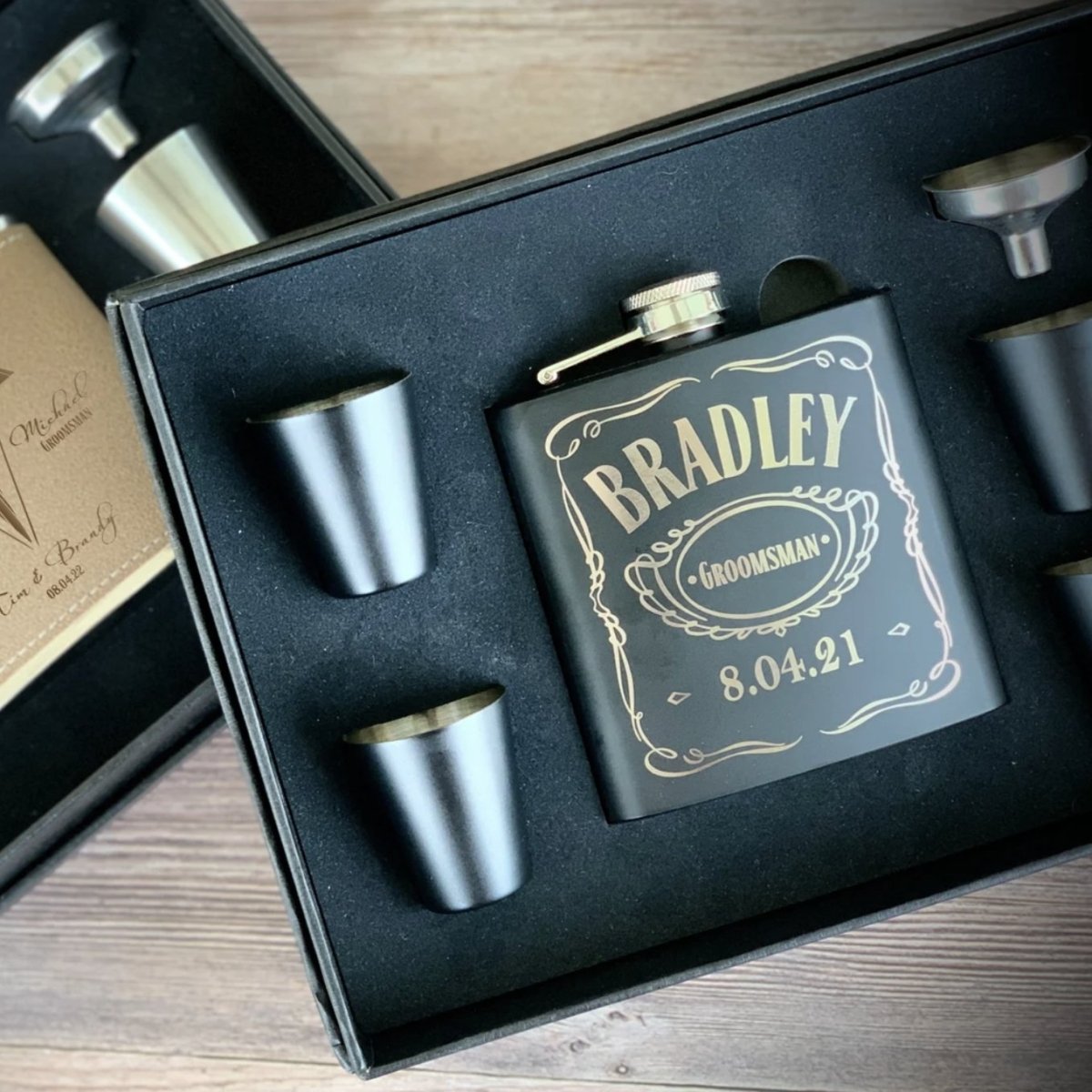 Flasks Custom Groomsmen Flask Set by Groovy Groomsmen Gifts